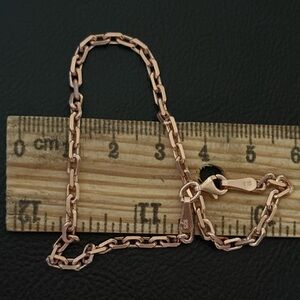 925 Silver 8.5” 3mm link chain bracelet 14k rose gold plated unisex